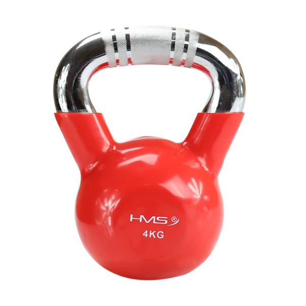 Kettlebell s chrómovaným úchopom HMS KTC04, 4 kg, červený