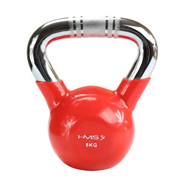 Kettlebell s chrómovaným úchopom HMS KTC08, 8 kg, červený